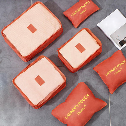6 Set Packing Cubes for Travel Luggage Organizer Bags Reusable washable Suitcase Packing Cubes Set Travel Accessories Essentials (Orange)