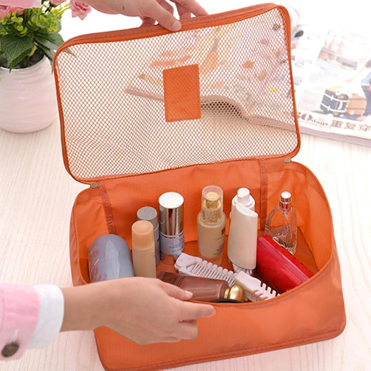 6 Set Packing Cubes for Travel Luggage Organizer Bags Reusable washable Suitcase Packing Cubes Set Travel Accessories Essentials (Orange)