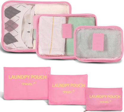 6 Set Packing Cubes for Travel Luggage Organizer Bags Reusable washable Suitcase Packing Cubes Set Travel Accessories Essentials (Orange)