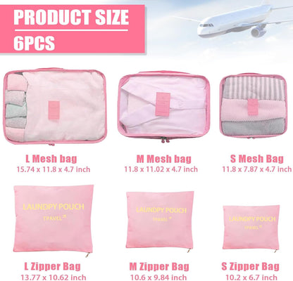 6 Set Packing Cubes for Travel Luggage Organizer Bags Reusable washable Suitcase Packing Cubes Set Travel Accessories Essentials (Orange)