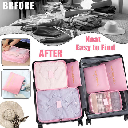 6 Set Packing Cubes for Travel Luggage Organizer Bags Reusable washable Suitcase Packing Cubes Set Travel Accessories Essentials (Orange)