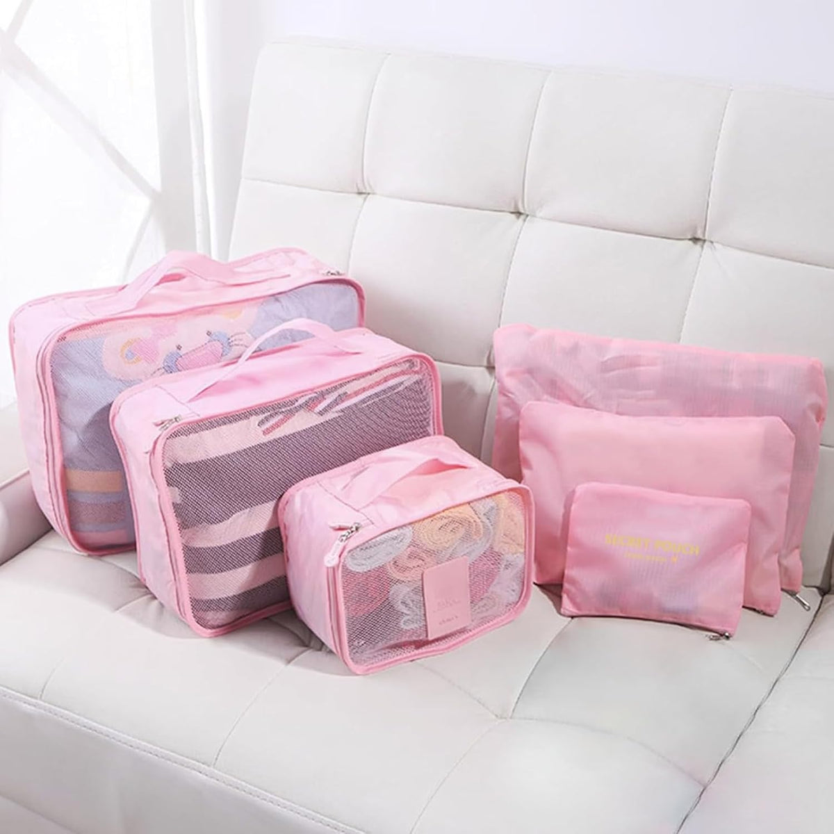 6 Set Packing Cubes for Travel Luggage Organizer Bags Reusable washable Suitcase Packing Cubes Set Travel Accessories Essentials (Orange)