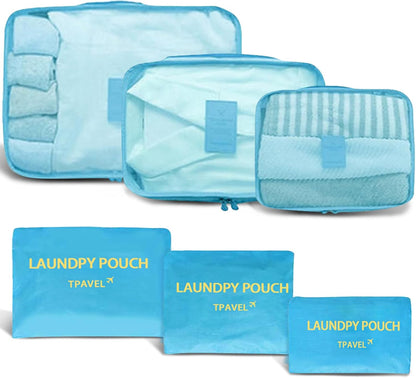 6 Set Packing Cubes for Travel Luggage Organizer Bags Reusable washable Suitcase Packing Cubes Set Travel Accessories Essentials (Orange)