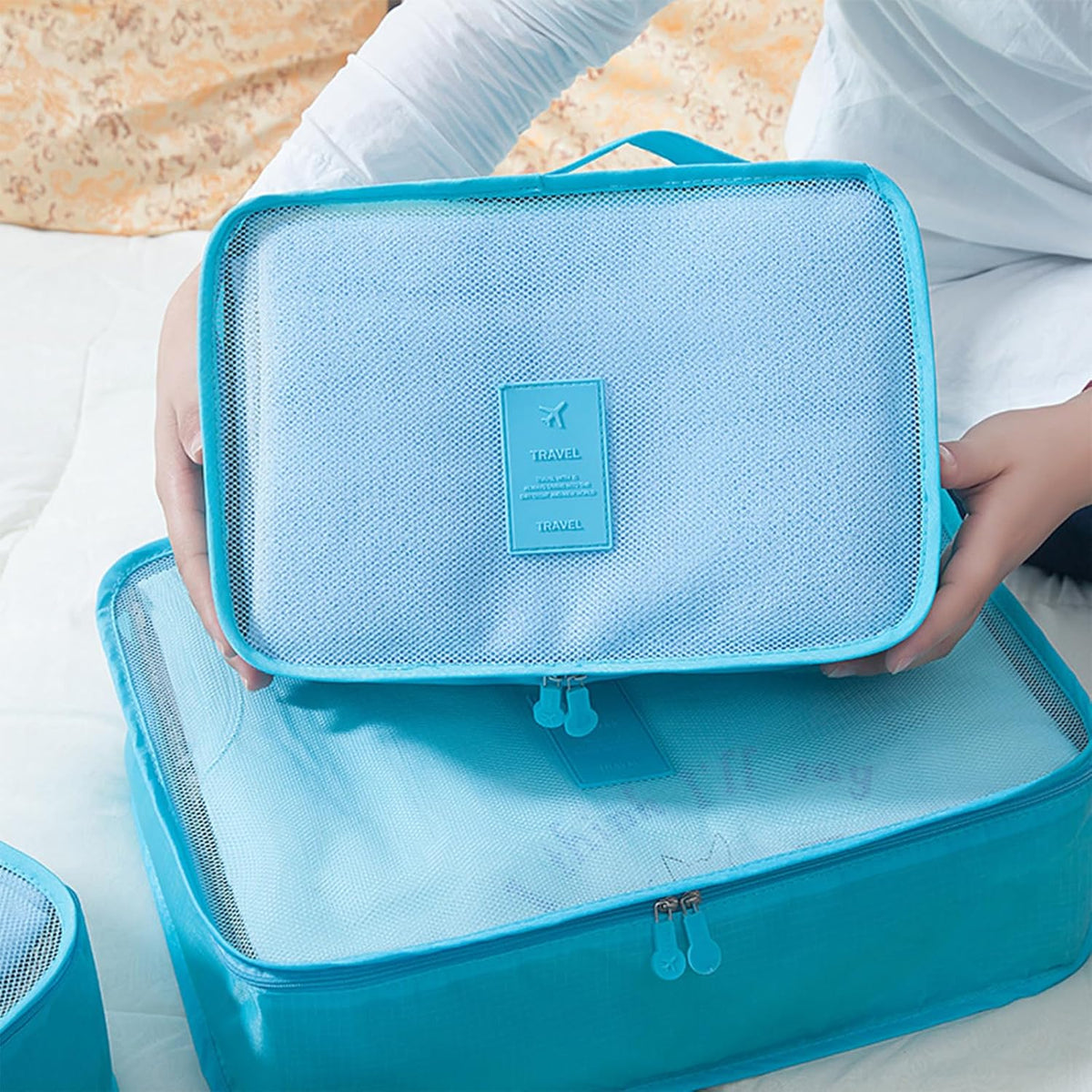 6 Set Packing Cubes for Travel Luggage Organizer Bags Reusable washable Suitcase Packing Cubes Set Travel Accessories Essentials (Orange)