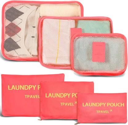6 Set Packing Cubes for Travel Luggage Organizer Bags Reusable washable Suitcase Packing Cubes Set Travel Accessories Essentials (Orange)