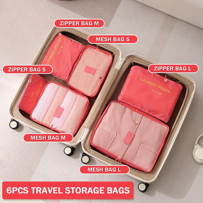 6 Set Packing Cubes for Travel Luggage Organizer Bags Reusable washable Suitcase Packing Cubes Set Travel Accessories Essentials (Orange)