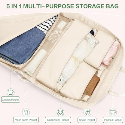 Hanging Travel Organizer for Clothes, 5 in 1 Portable Luggage Packing Cubes for Travel, Foldable Hanging Bag for Women, Green
