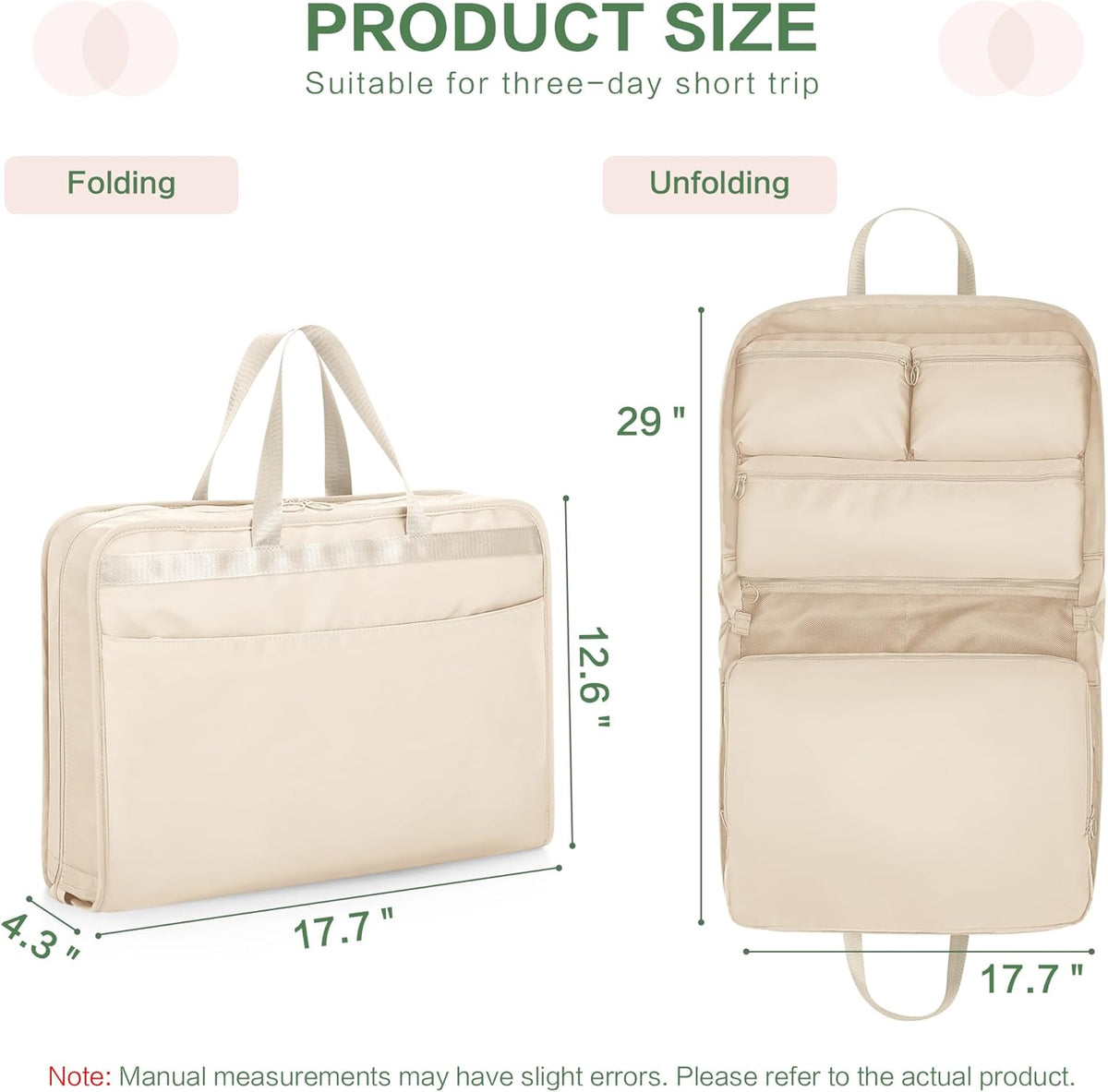 Hanging Travel Organizer for Clothes, 5 in 1 Portable Luggage Packing Cubes for Travel, Foldable Hanging Bag for Women, Green