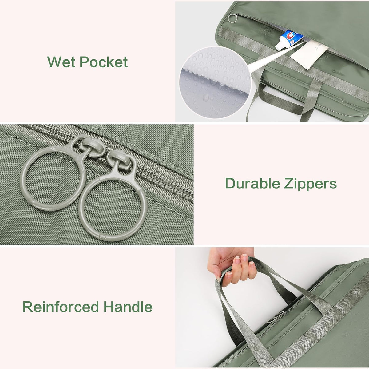Hanging Travel Organizer for Clothes, 5 in 1 Portable Luggage Packing Cubes for Travel, Foldable Hanging Bag for Women, Green