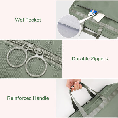 Hanging Travel Organizer for Clothes, 5 in 1 Portable Luggage Packing Cubes for Travel, Foldable Hanging Bag for Women, Green