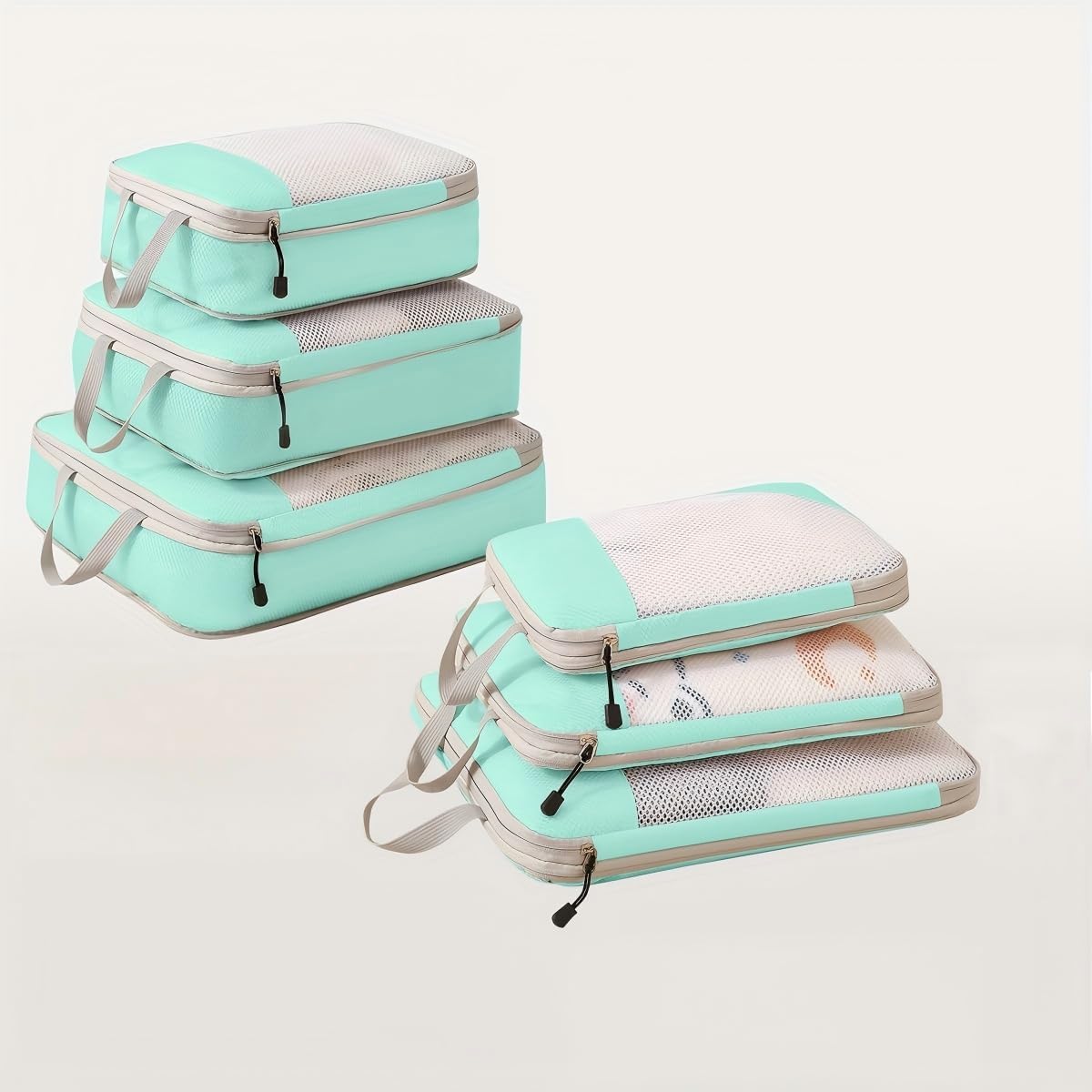 3 Set Compression Packing Cubes for Travel, Travel Bags Luggage Organizers Compression Cubes for Carry on Suitcases,Lake Blue