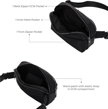 Crossbody Nylon Waist Pack with Adjustable Buckle Strap Fashion Multi Pocket Belt Bag | Neon Green