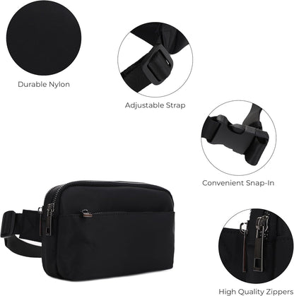 Crossbody Nylon Waist Pack with Adjustable Buckle Strap Fashion Multi Pocket Belt Bag | Neon Green