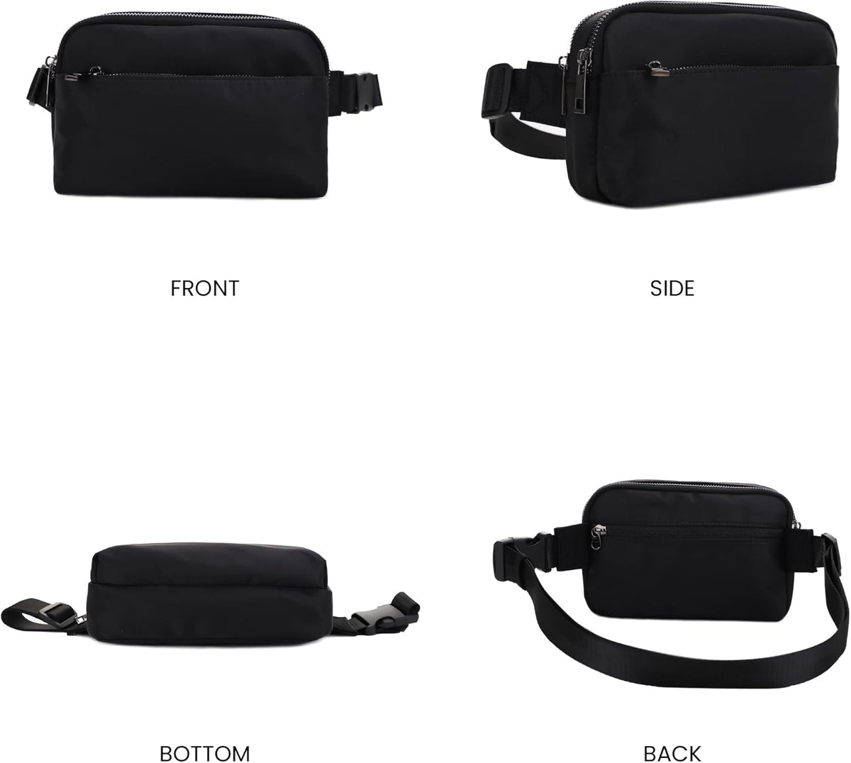 Crossbody Nylon Waist Pack with Adjustable Buckle Strap Fashion Multi Pocket Belt Bag | Neon Green