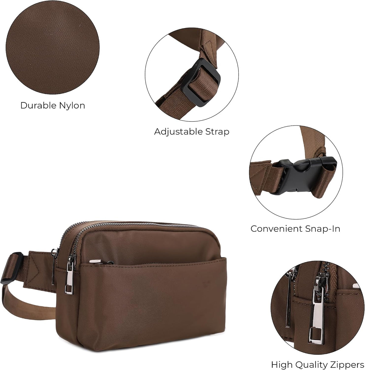 Crossbody Nylon Waist Pack with Adjustable Buckle Strap Fashion Multi Pocket Belt Bag | Neon Green