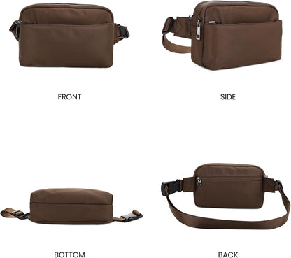 Crossbody Nylon Waist Pack with Adjustable Buckle Strap Fashion Multi Pocket Belt Bag | Neon Green