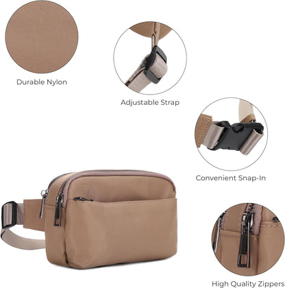 Crossbody Nylon Waist Pack with Adjustable Buckle Strap Fashion Multi Pocket Belt Bag | Neon Green