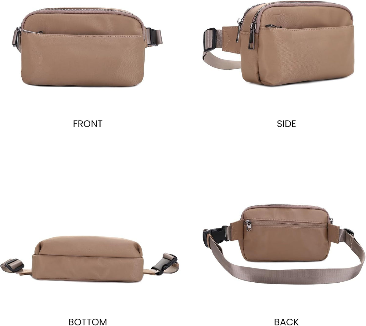 Crossbody Nylon Waist Pack with Adjustable Buckle Strap Fashion Multi Pocket Belt Bag | Neon Green