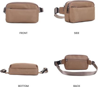 Crossbody Nylon Waist Pack with Adjustable Buckle Strap Fashion Multi Pocket Belt Bag | Neon Green