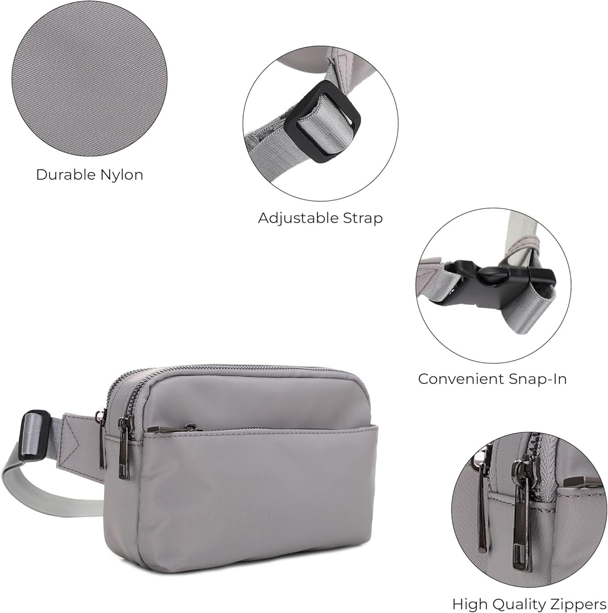 Crossbody Nylon Waist Pack with Adjustable Buckle Strap Fashion Multi Pocket Belt Bag | Neon Green