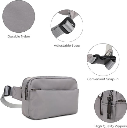 Crossbody Nylon Waist Pack with Adjustable Buckle Strap Fashion Multi Pocket Belt Bag | Neon Green