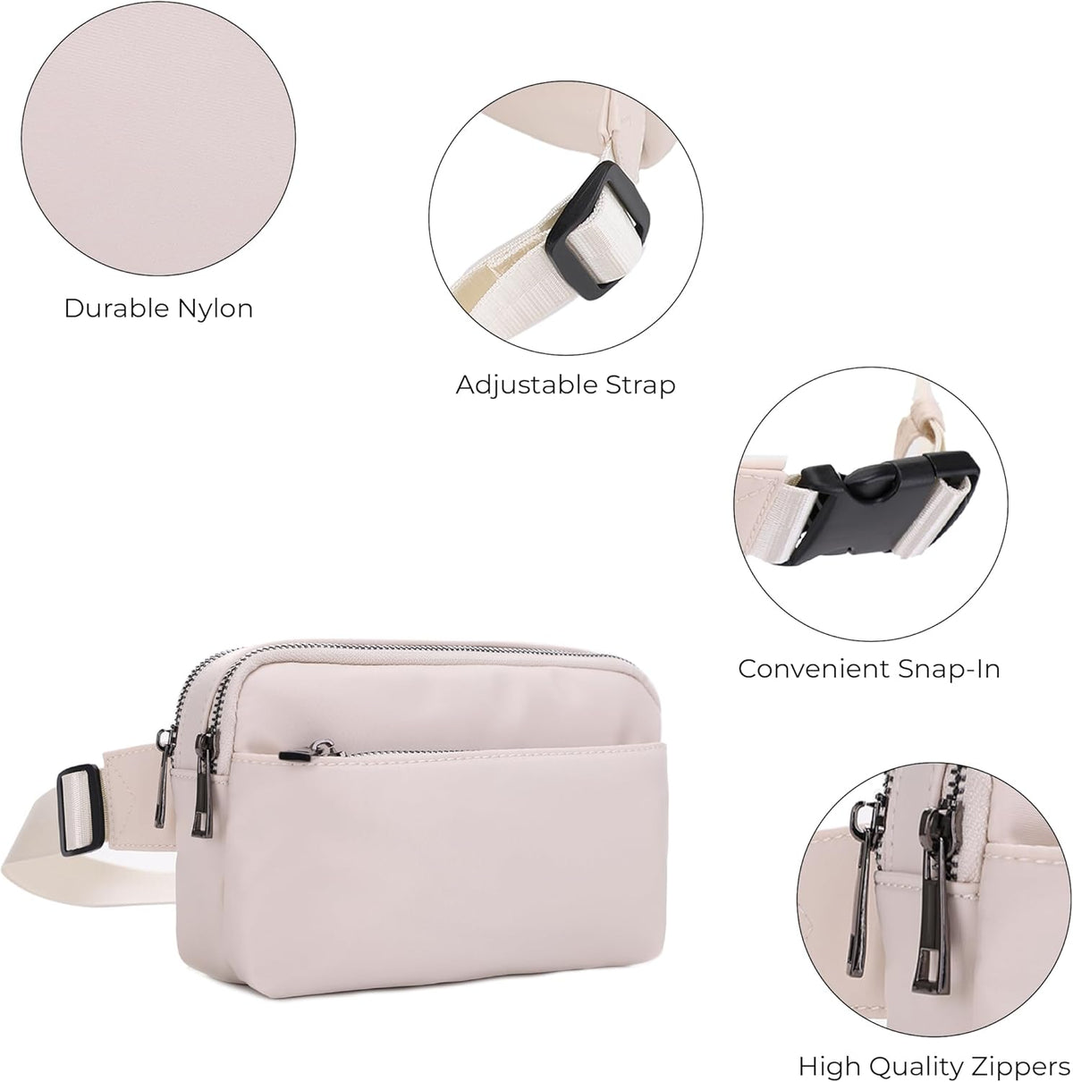 Crossbody Nylon Waist Pack with Adjustable Buckle Strap Fashion Multi Pocket Belt Bag | Neon Green