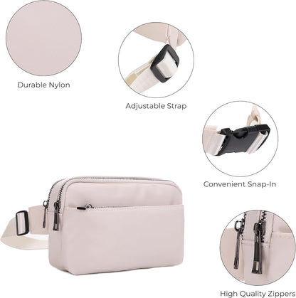 Crossbody Nylon Waist Pack with Adjustable Buckle Strap Fashion Multi Pocket Belt Bag | Neon Green