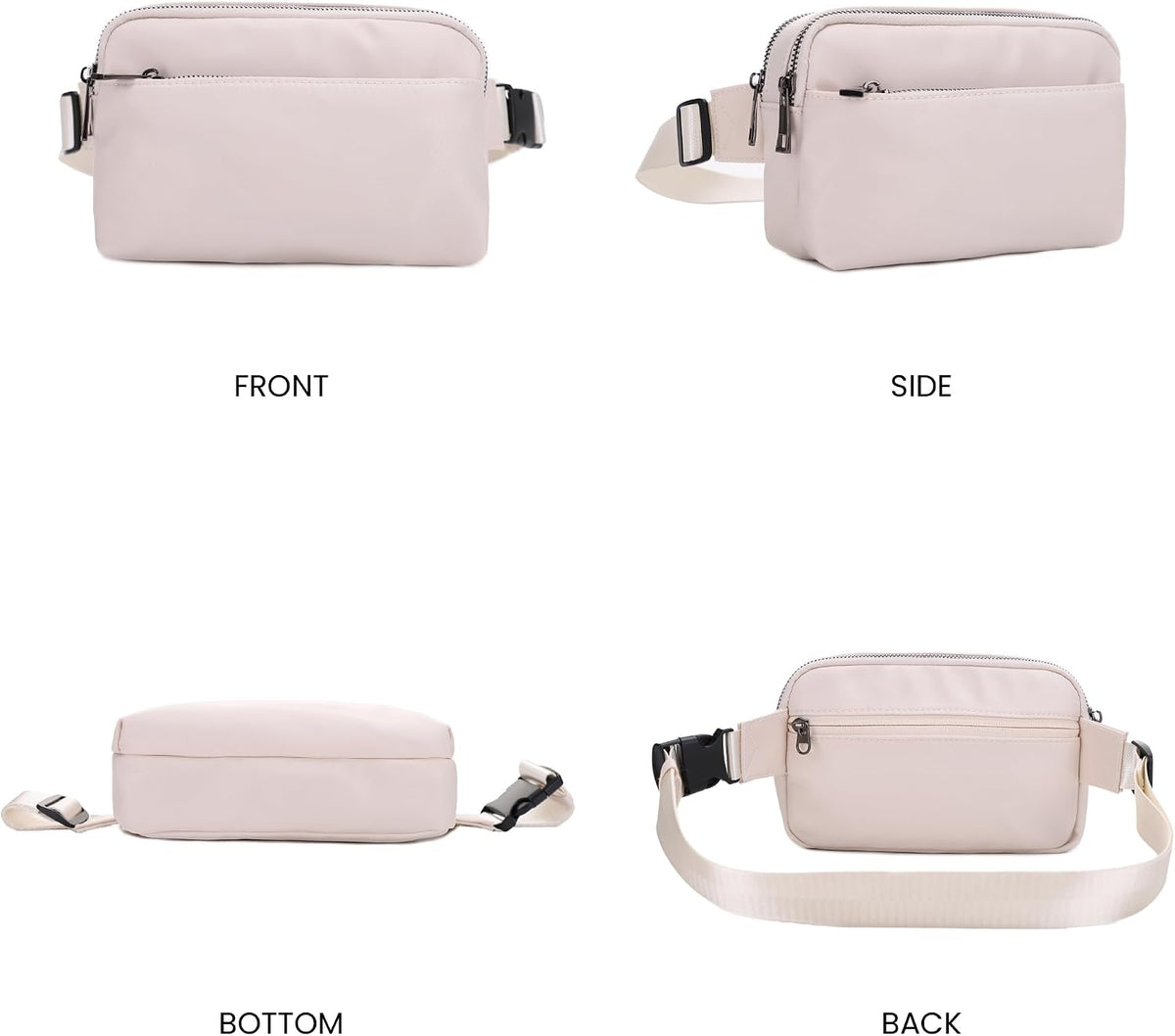 Crossbody Nylon Waist Pack with Adjustable Buckle Strap Fashion Multi Pocket Belt Bag | Neon Green