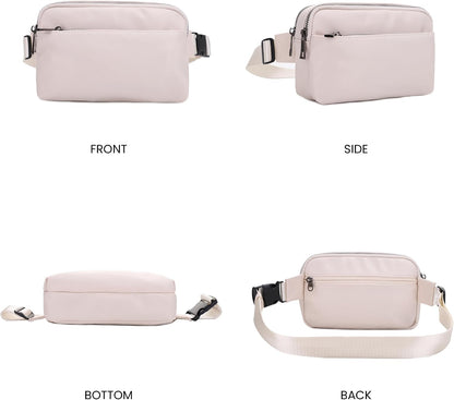 Crossbody Nylon Waist Pack with Adjustable Buckle Strap Fashion Multi Pocket Belt Bag | Neon Green