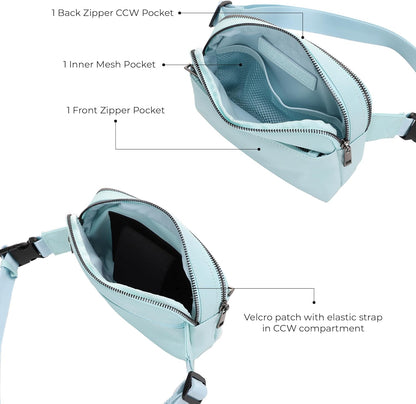 Crossbody Nylon Waist Pack with Adjustable Buckle Strap Fashion Multi Pocket Belt Bag | Neon Green