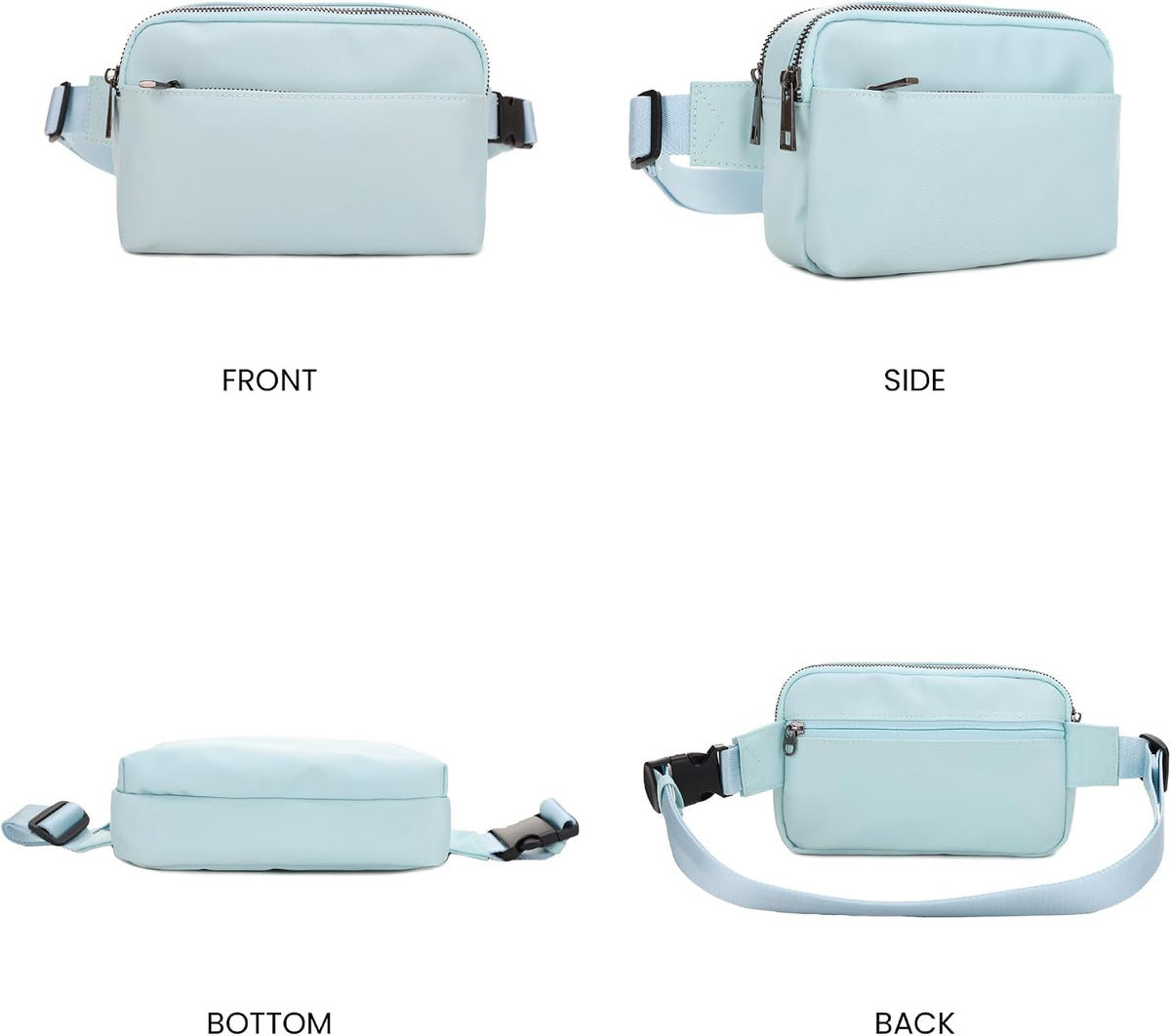 Crossbody Nylon Waist Pack with Adjustable Buckle Strap Fashion Multi Pocket Belt Bag | Neon Green