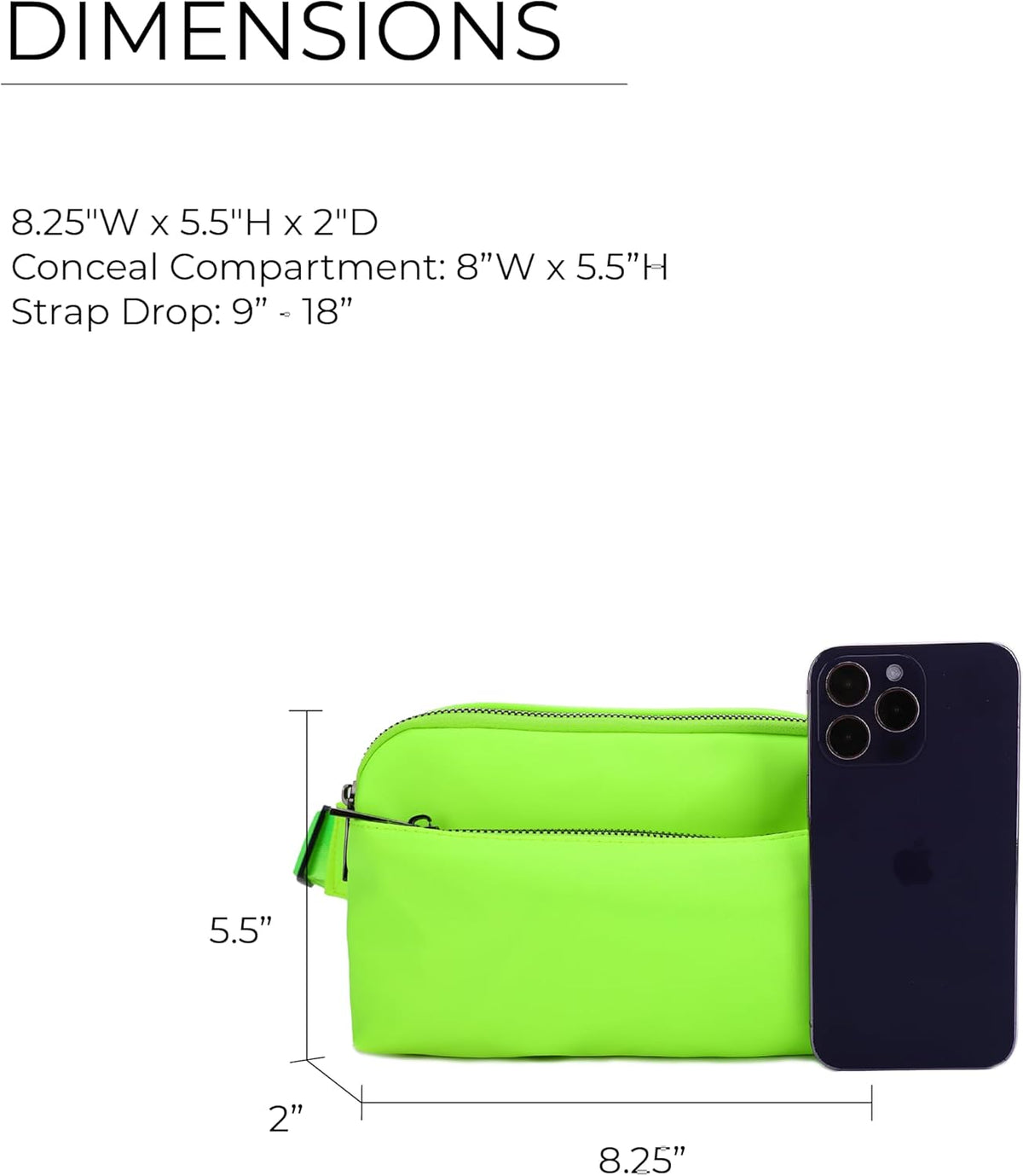 Crossbody Nylon Waist Pack with Adjustable Buckle Strap Fashion Multi Pocket Belt Bag | Neon Green