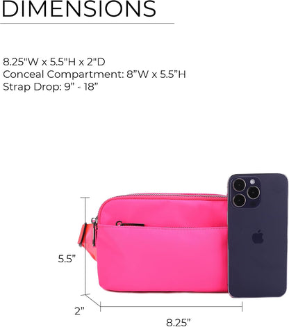 Crossbody Nylon Waist Pack with Adjustable Buckle Strap Fashion Multi Pocket Belt Bag | Neon Green