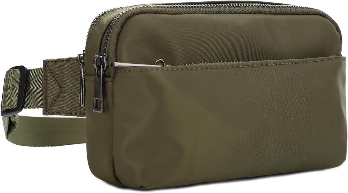 Crossbody Nylon Waist Pack with Adjustable Buckle Strap Fashion Multi Pocket Belt Bag | Neon Green