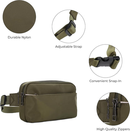 Crossbody Nylon Waist Pack with Adjustable Buckle Strap Fashion Multi Pocket Belt Bag | Neon Green