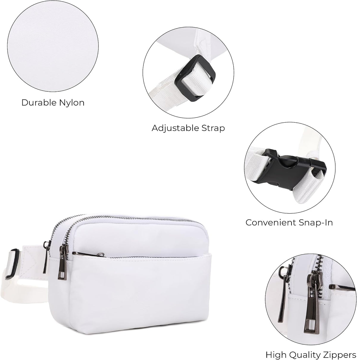 Crossbody Nylon Waist Pack with Adjustable Buckle Strap Fashion Multi Pocket Belt Bag | Neon Green