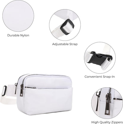 Crossbody Nylon Waist Pack with Adjustable Buckle Strap Fashion Multi Pocket Belt Bag | Neon Green