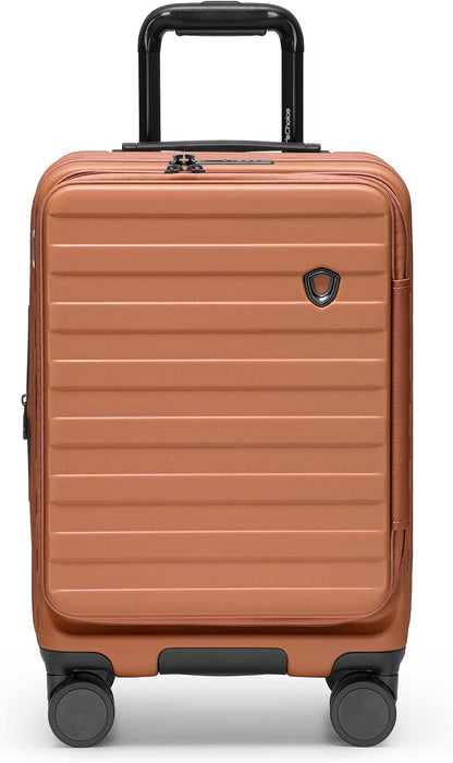 Novia Top Opening Expandable Polycarbonate Luggage with Spinner Wheels, Autumn Leaves, 21-Inch Carry-on