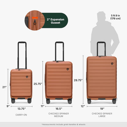 Novia Top Opening Expandable Polycarbonate Luggage with Spinner Wheels, Autumn Leaves, 21-Inch Carry-on