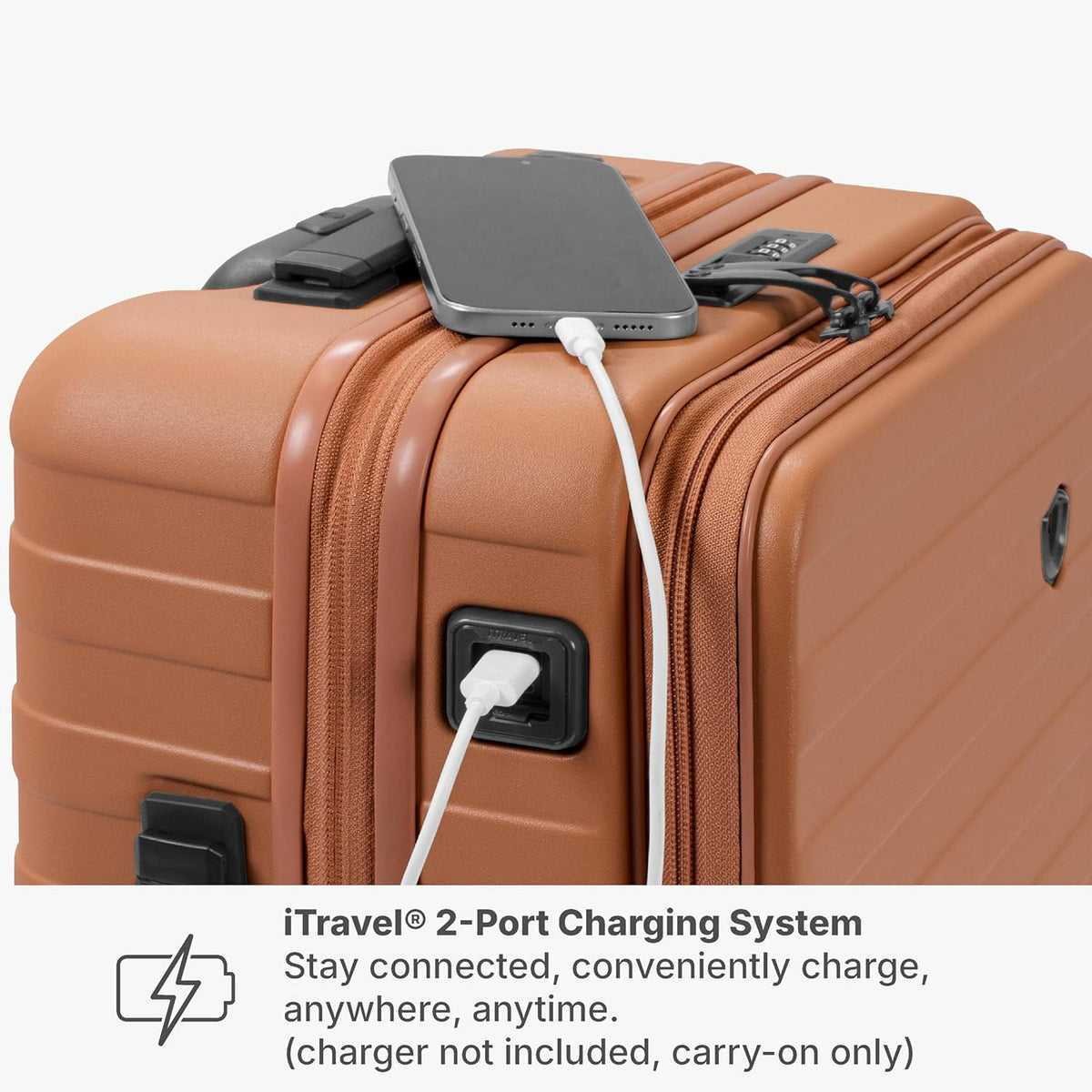 Novia Top Opening Expandable Polycarbonate Luggage with Spinner Wheels, Autumn Leaves, 21-Inch Carry-on