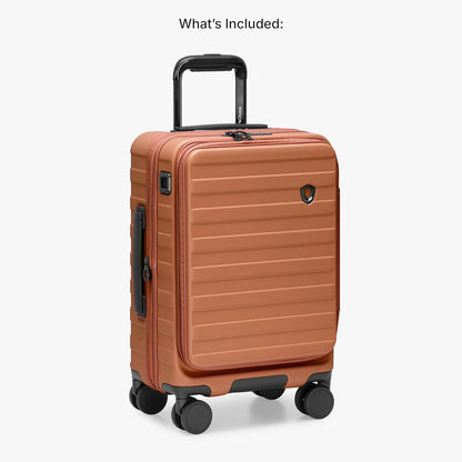 Novia Top Opening Expandable Polycarbonate Luggage with Spinner Wheels, Autumn Leaves, 21-Inch Carry-on