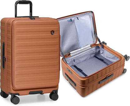 Novia Top Opening Expandable Polycarbonate Luggage with Spinner Wheels, Autumn Leaves, 21-Inch Carry-on