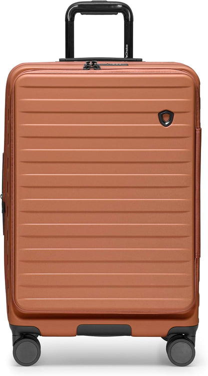 Novia Top Opening Expandable Polycarbonate Luggage with Spinner Wheels, Autumn Leaves, 21-Inch Carry-on