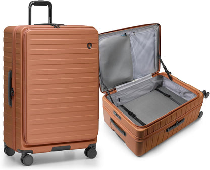 Novia Top Opening Expandable Polycarbonate Luggage with Spinner Wheels, Autumn Leaves, 21-Inch Carry-on