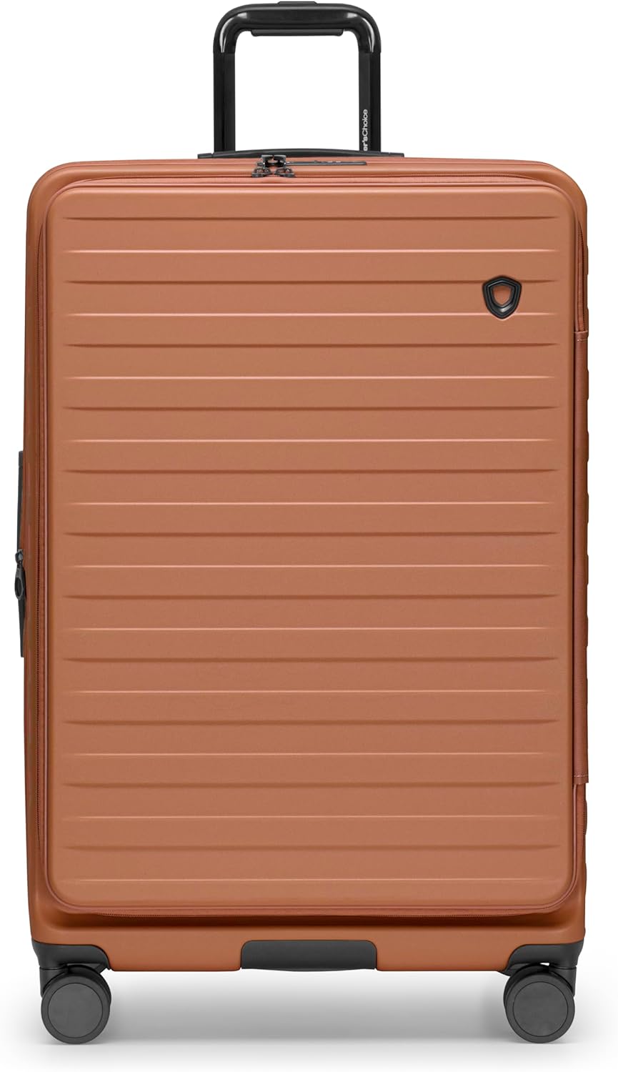 Novia Top Opening Expandable Polycarbonate Luggage with Spinner Wheels, Autumn Leaves, 21-Inch Carry-on