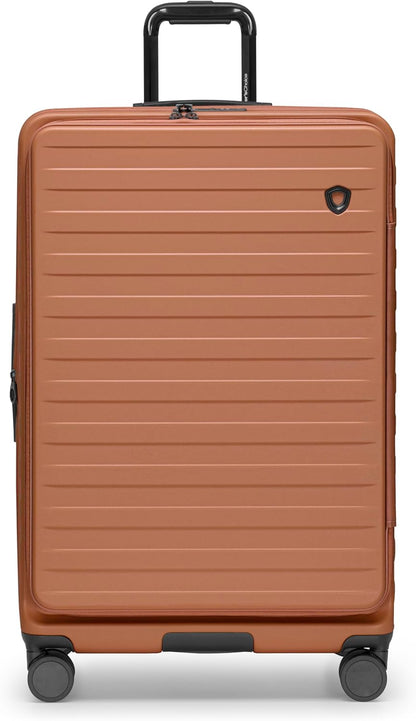 Novia Top Opening Expandable Polycarbonate Luggage with Spinner Wheels, Autumn Leaves, 21-Inch Carry-on