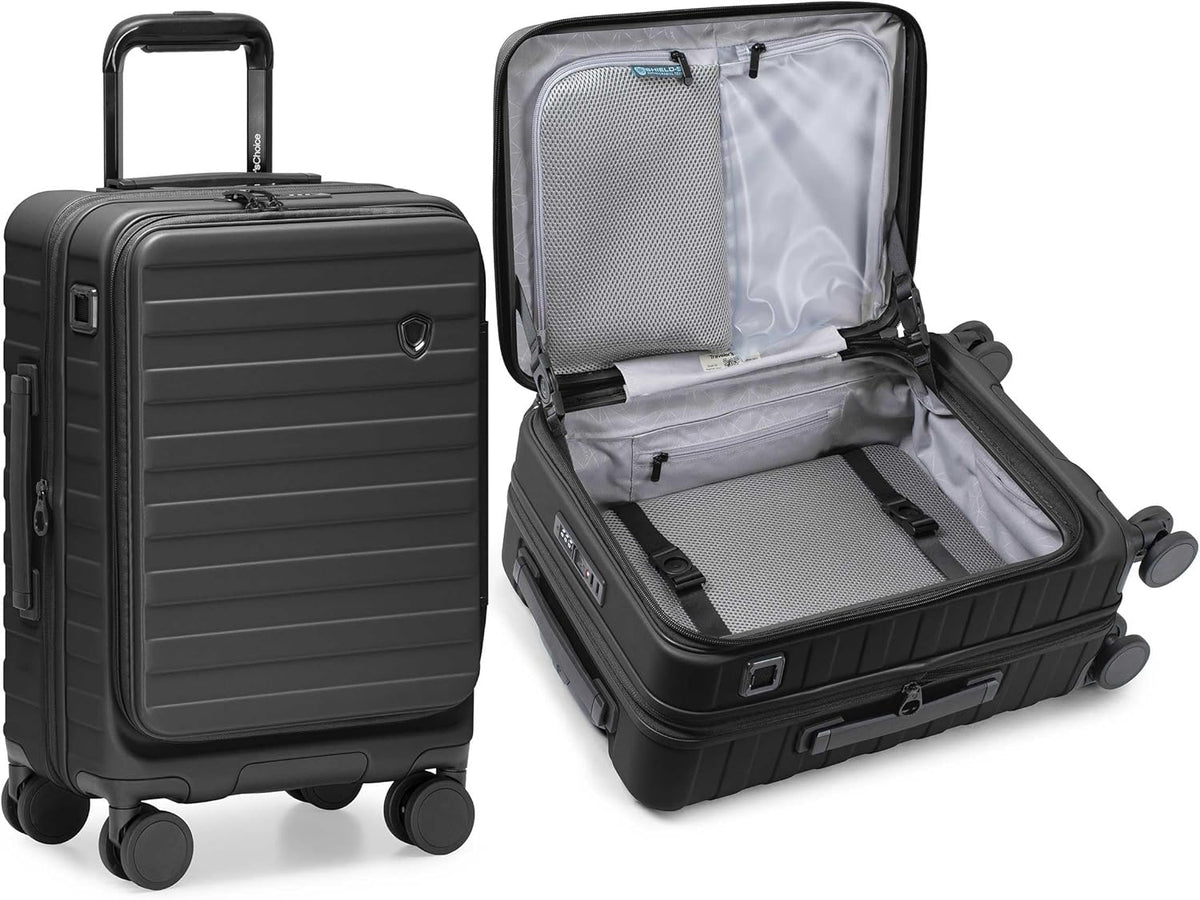 Novia Top Opening Expandable Polycarbonate Luggage with Spinner Wheels, Autumn Leaves, 21-Inch Carry-on