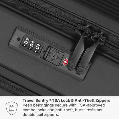 Novia Top Opening Expandable Polycarbonate Luggage with Spinner Wheels, Autumn Leaves, 21-Inch Carry-on