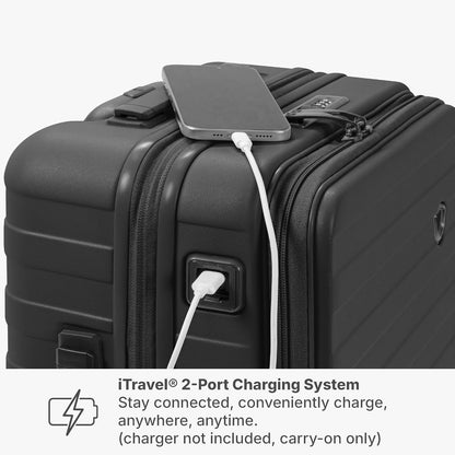 Novia Top Opening Expandable Polycarbonate Luggage with Spinner Wheels, Autumn Leaves, 21-Inch Carry-on