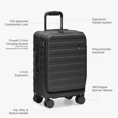 Novia Top Opening Expandable Polycarbonate Luggage with Spinner Wheels, Autumn Leaves, 21-Inch Carry-on